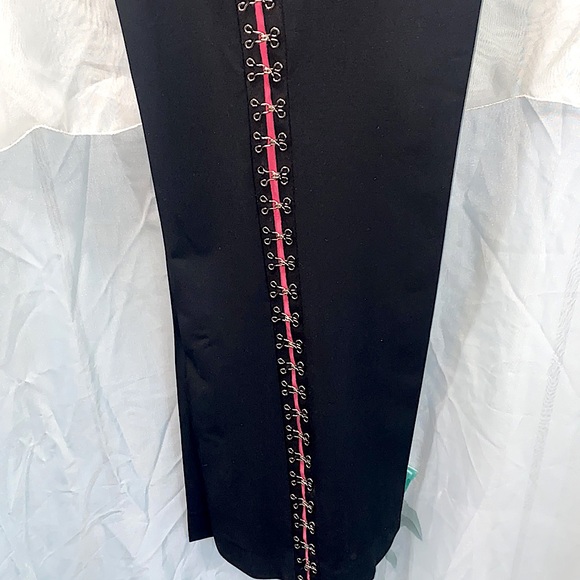 NWT CACHE TUXEDO LINE BLK/PNK HOOK&EYE PNTS SZ 12 - Picture 4 of 16